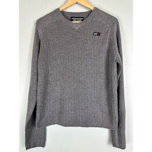 Abercrombie & Fitch A92 Men's V-Neck Sweater Medium Gray Long Sleeve Y2K Vintage